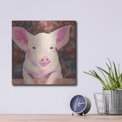 Luxe Metal Art 'Pig' by Carissa Luminess, Metal Wall Art,12x12