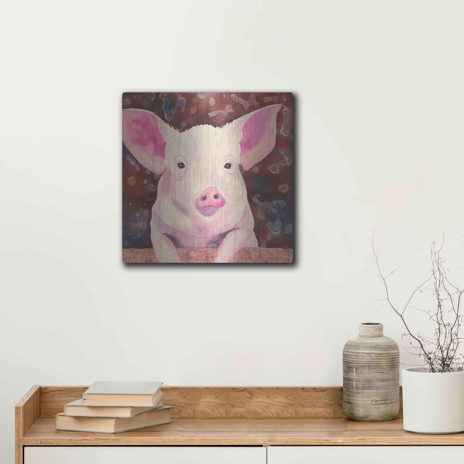 Luxe Metal Art 'Pig' by Carissa Luminess, Metal Wall Art,12x12