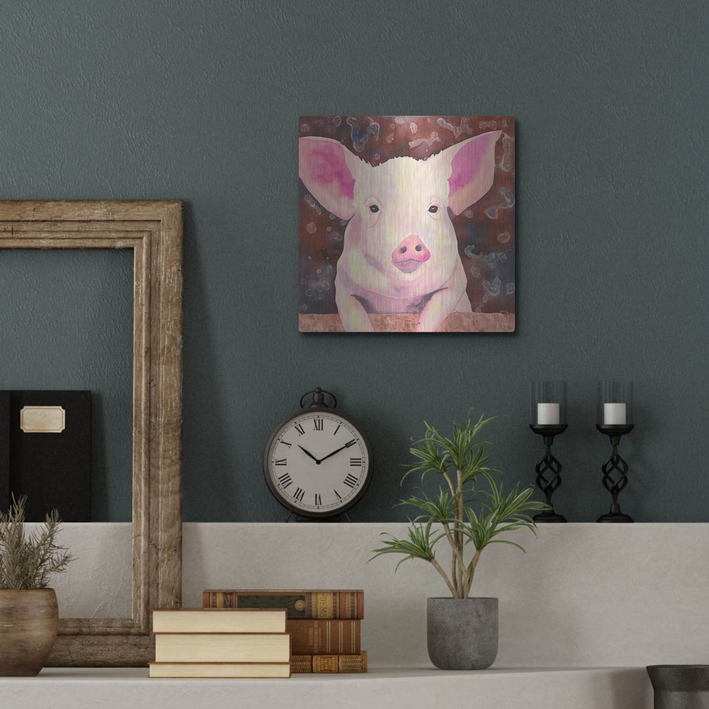 Luxe Metal Art 'Pig' by Carissa Luminess, Metal Wall Art,12x12