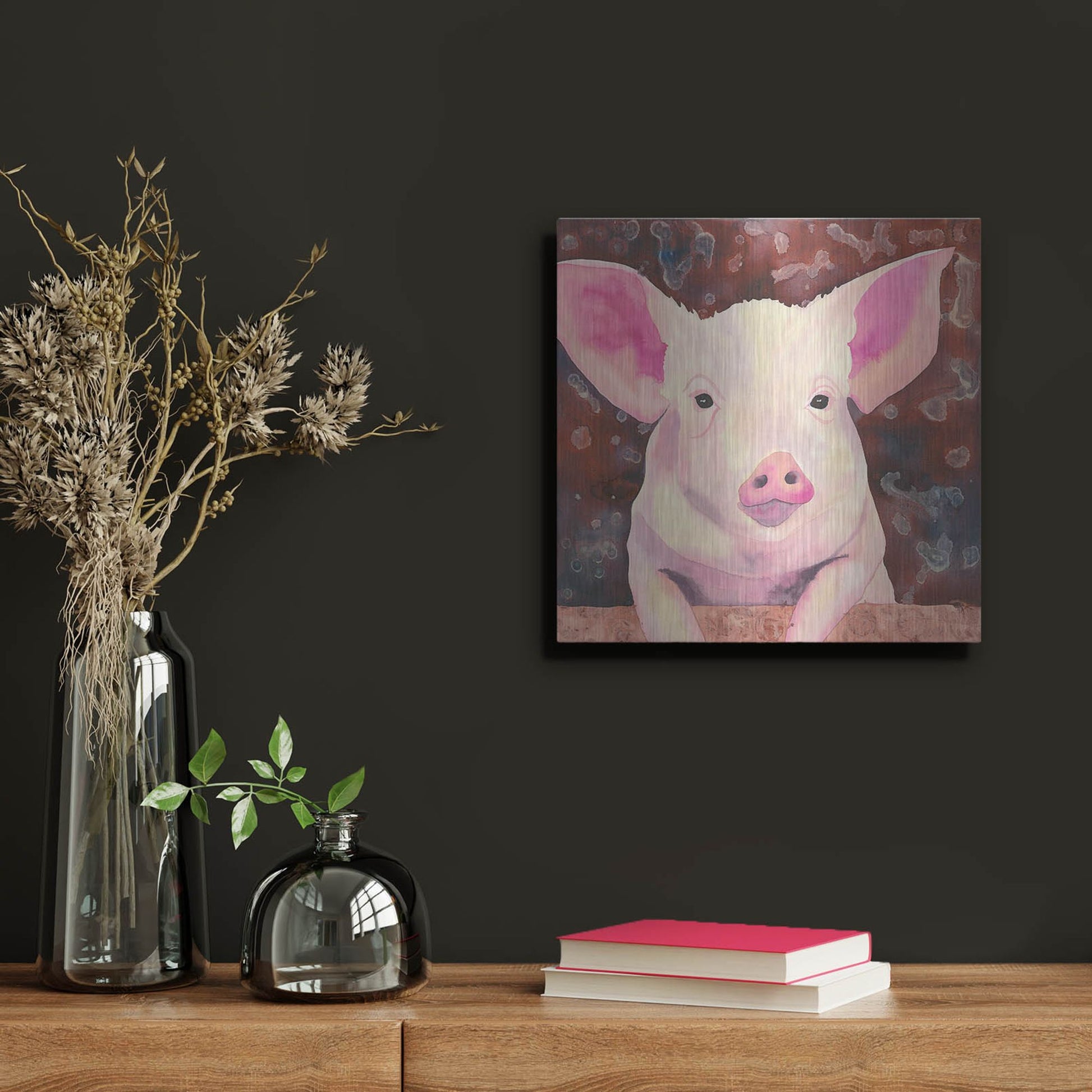 Luxe Metal Art 'Pig' by Carissa Luminess, Metal Wall Art,12x12