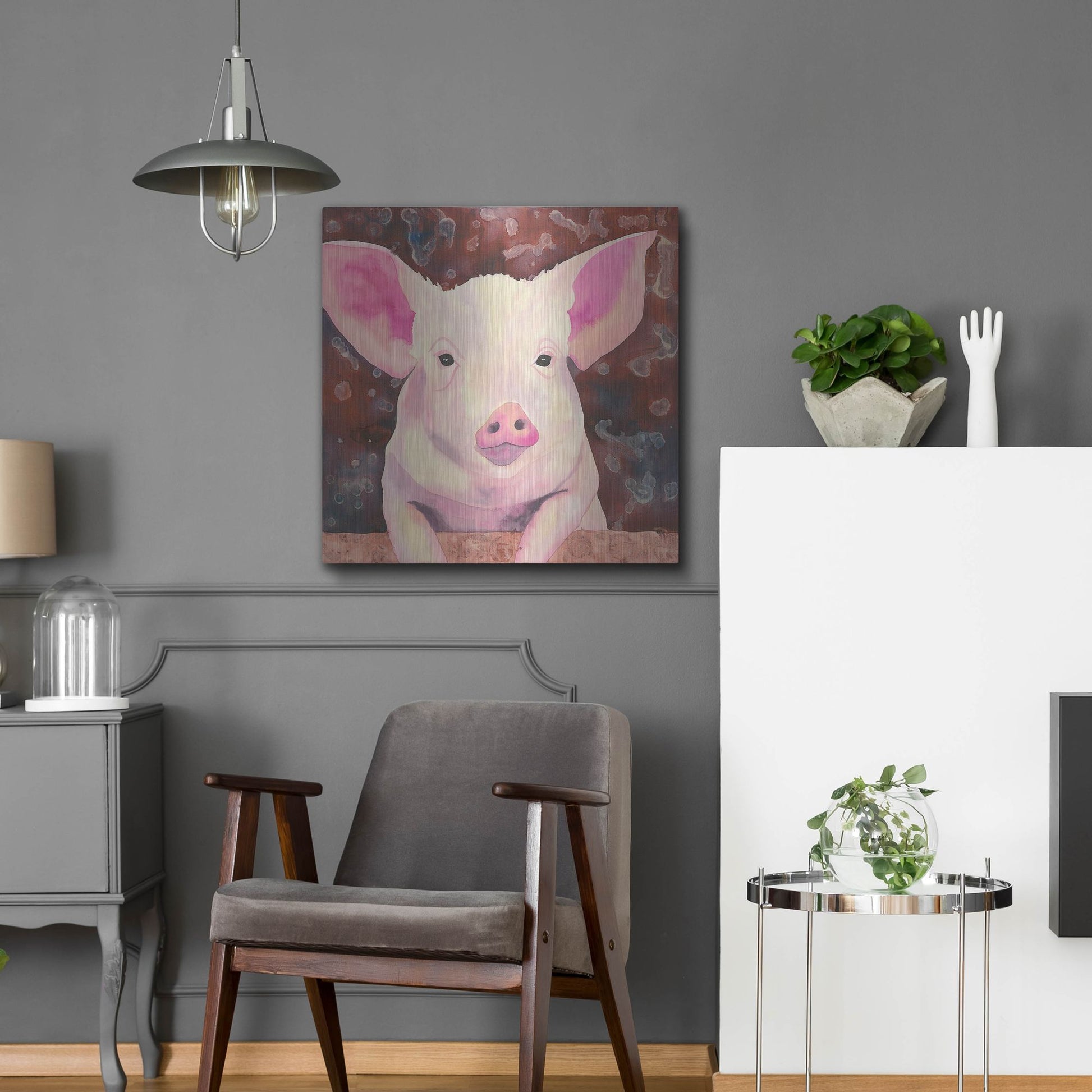 Luxe Metal Art 'Pig' by Carissa Luminess, Metal Wall Art,24x24