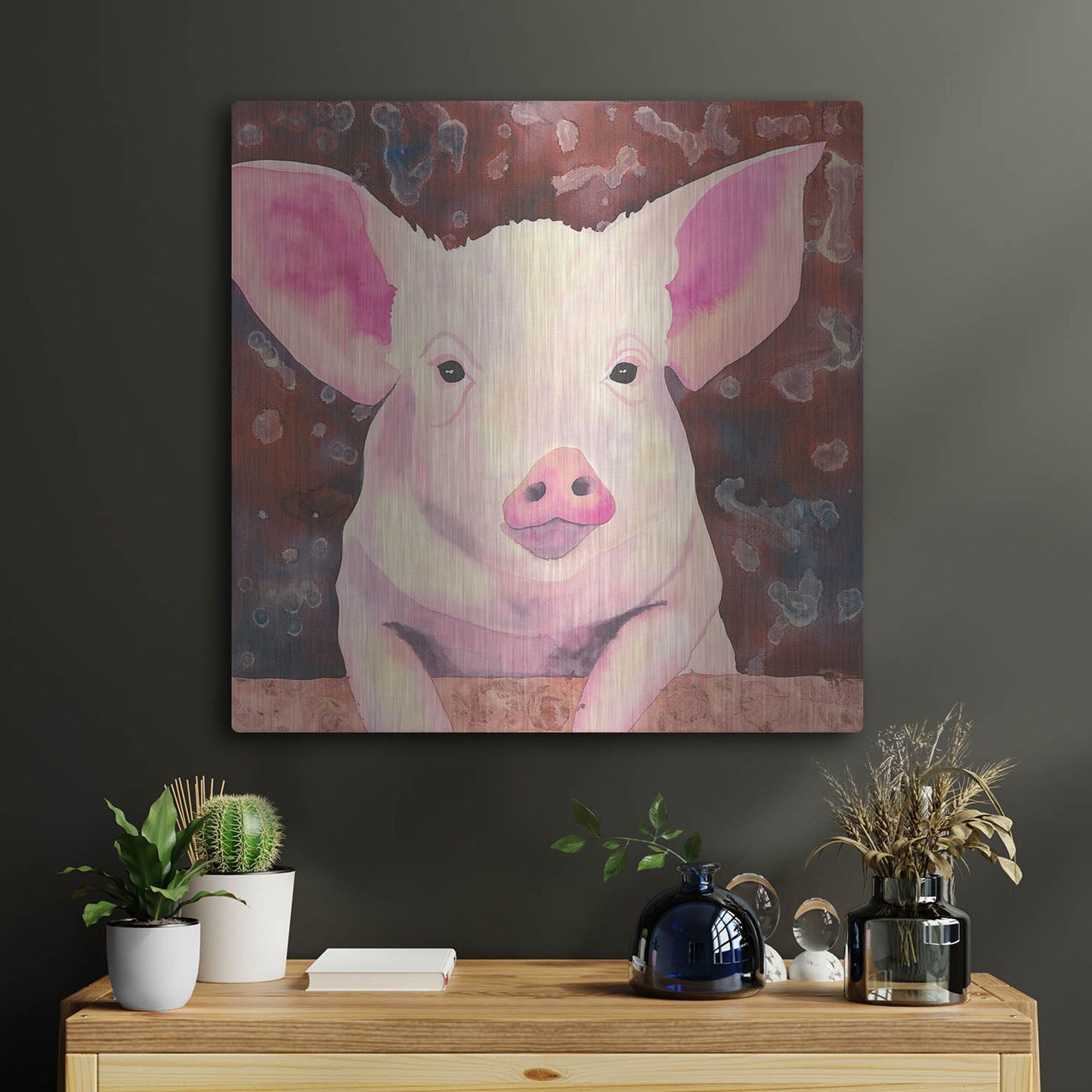 Luxe Metal Art 'Pig' by Carissa Luminess, Metal Wall Art,24x24