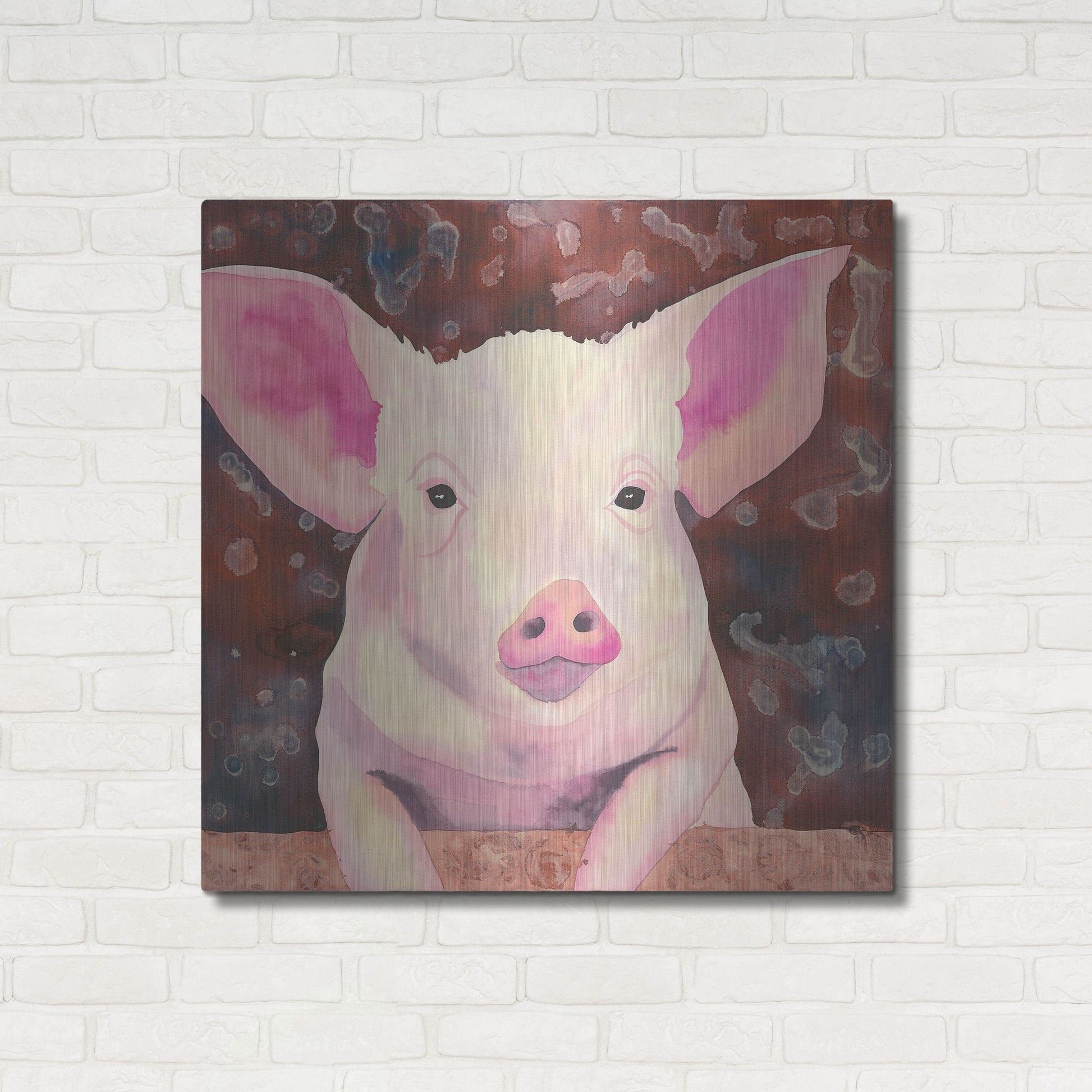 Luxe Metal Art 'Pig' by Carissa Luminess, Metal Wall Art,36x36