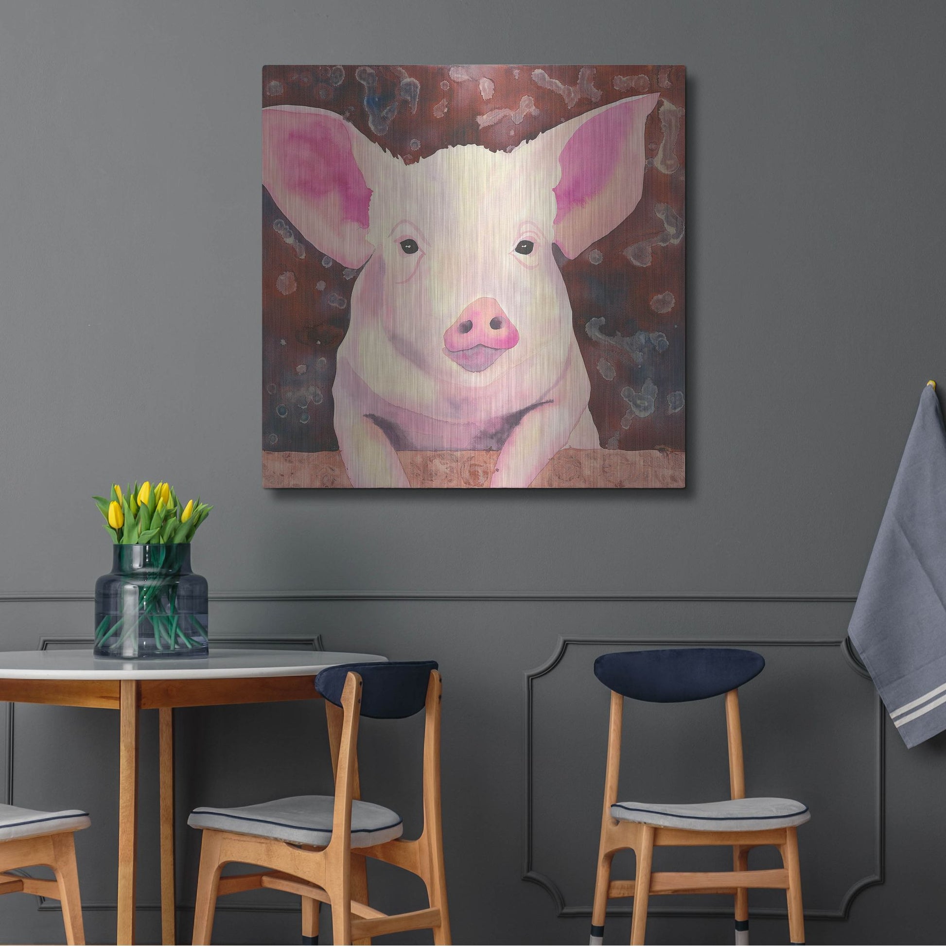 Luxe Metal Art 'Pig' by Carissa Luminess, Metal Wall Art,36x36