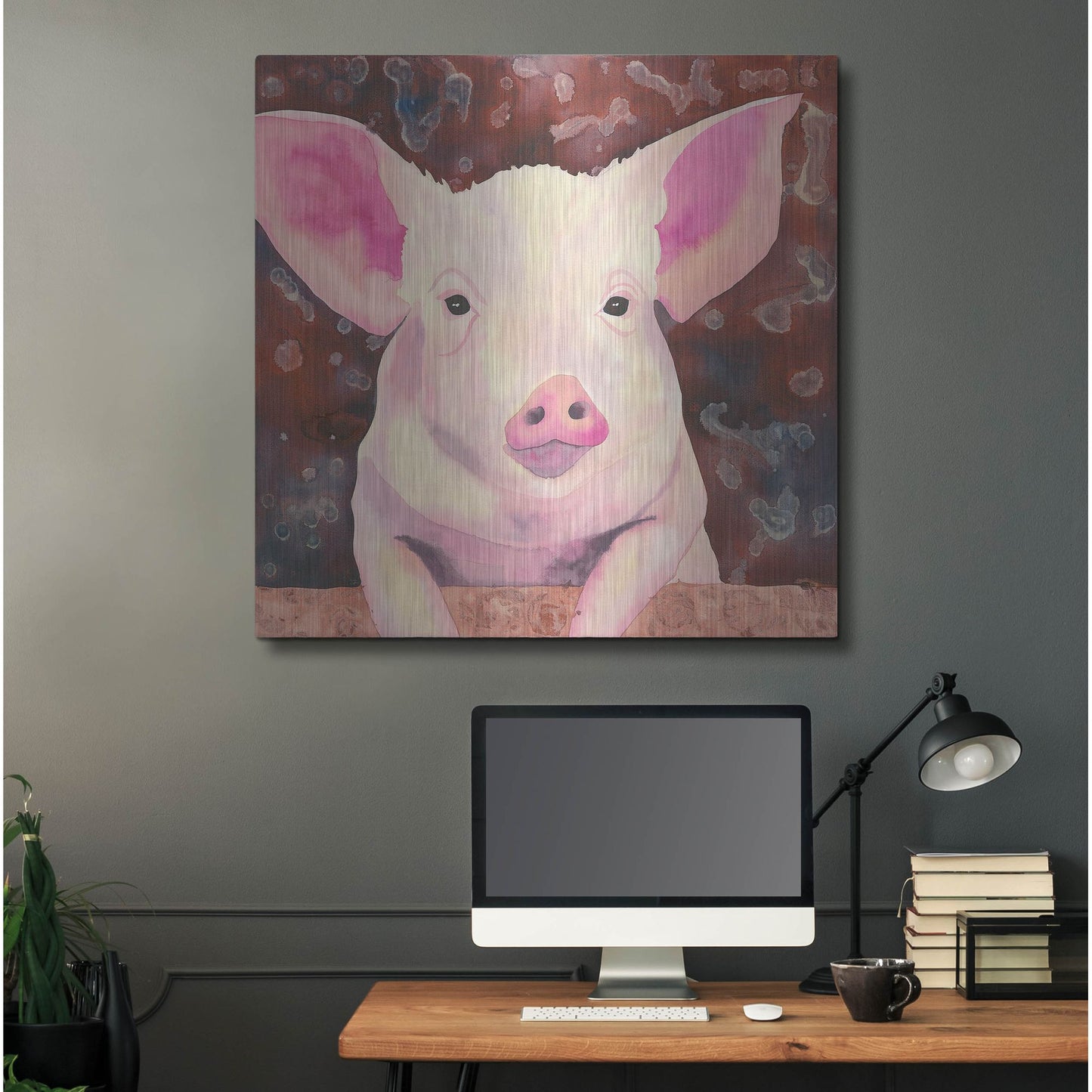 Luxe Metal Art 'Pig' by Carissa Luminess, Metal Wall Art,36x36