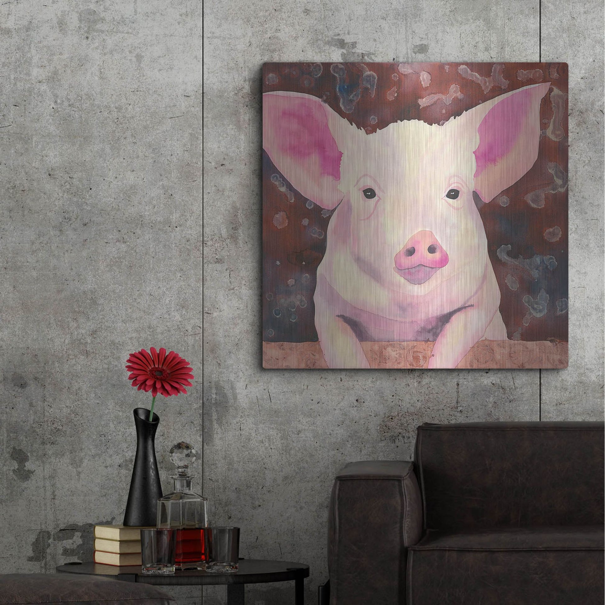 Luxe Metal Art 'Pig' by Carissa Luminess, Metal Wall Art,36x36