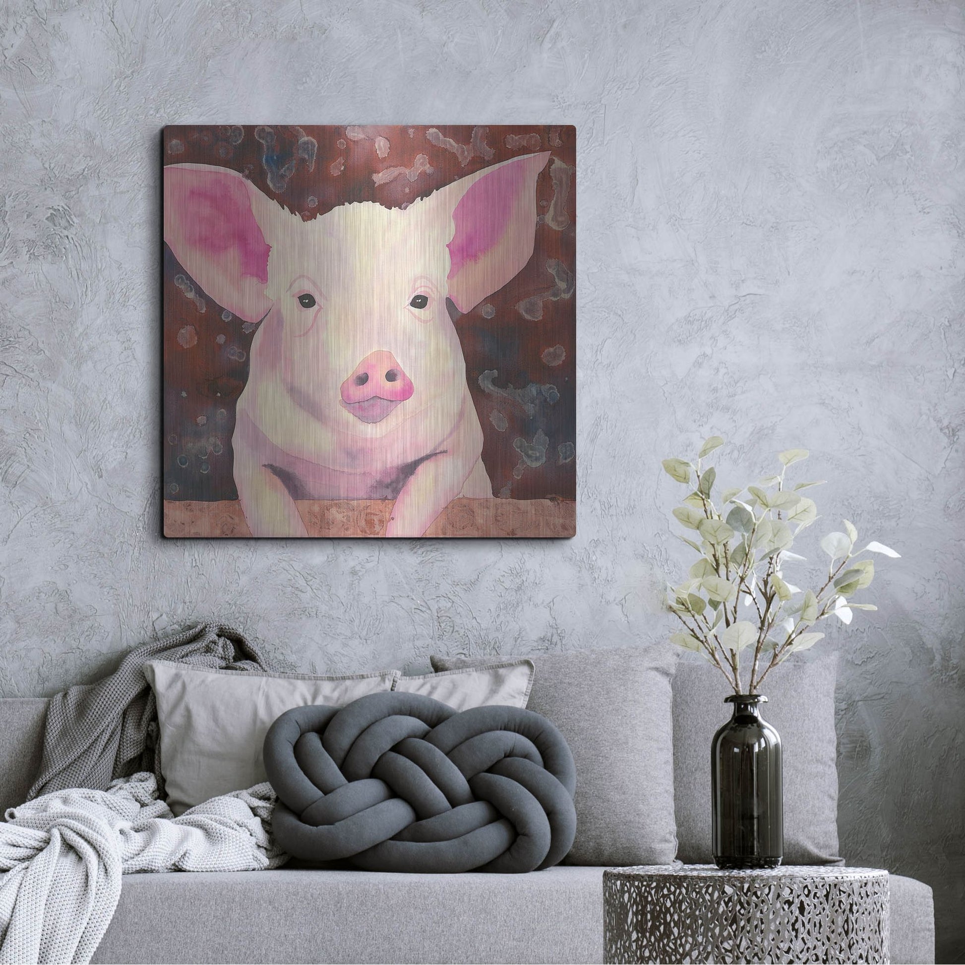 Luxe Metal Art 'Pig' by Carissa Luminess, Metal Wall Art,36x36