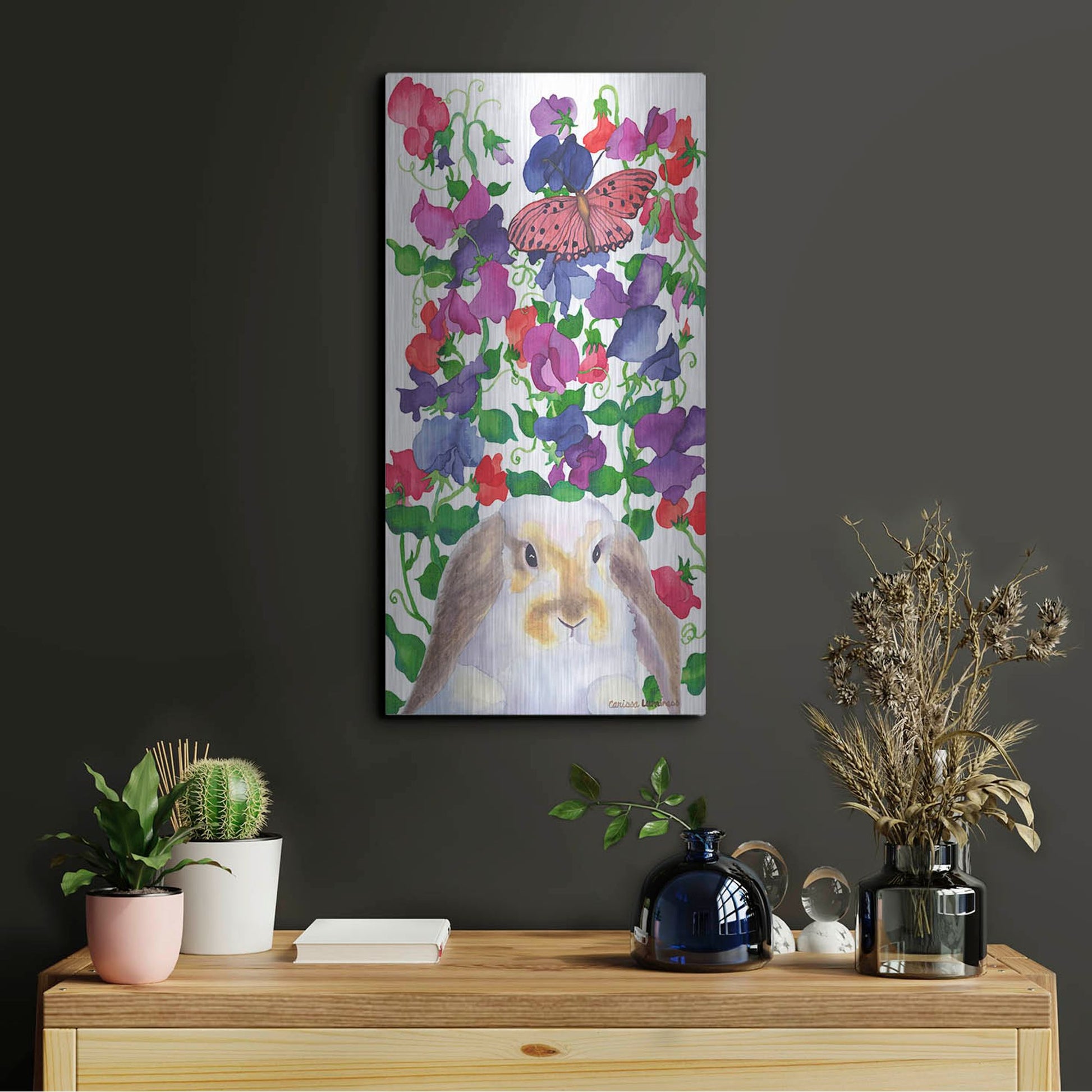 Luxe Metal Art 'Bunny Love' by Carissa Luminess, Metal Wall Art,12x24