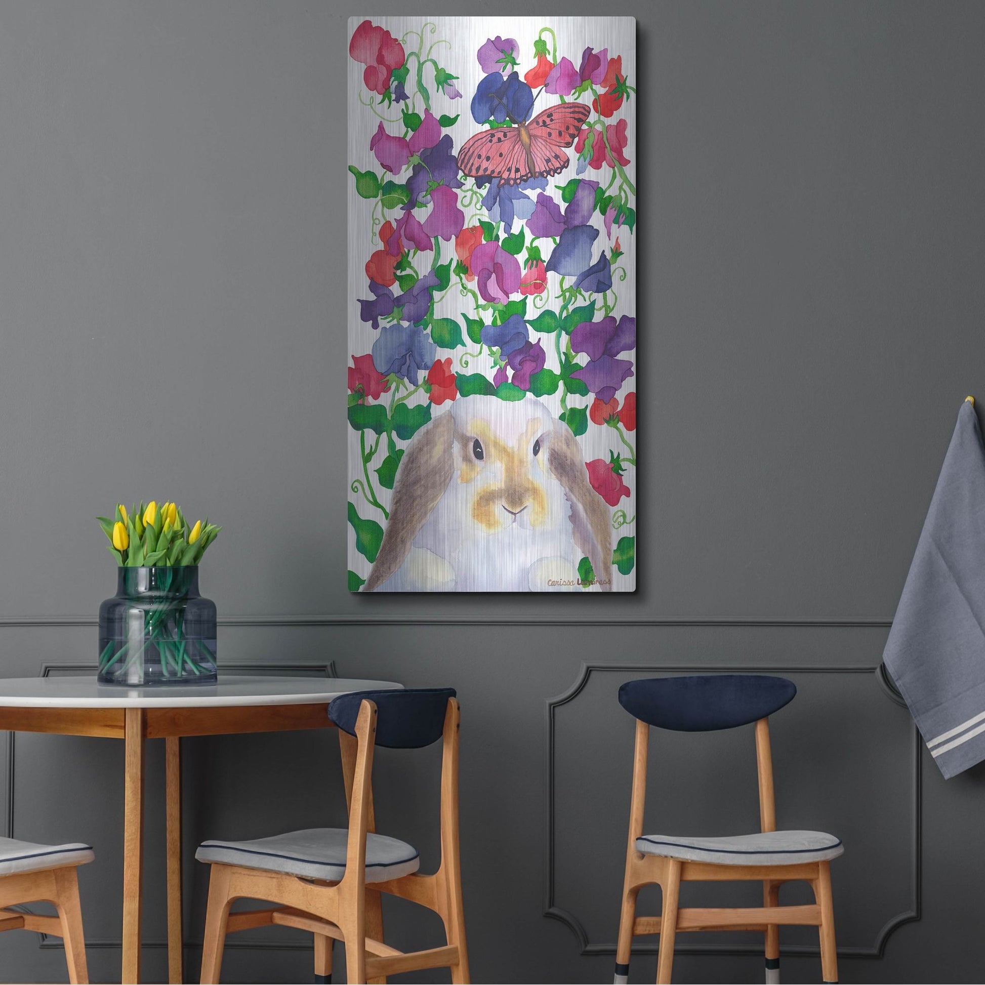 Luxe Metal Art 'Bunny Love' by Carissa Luminess, Metal Wall Art,24x48