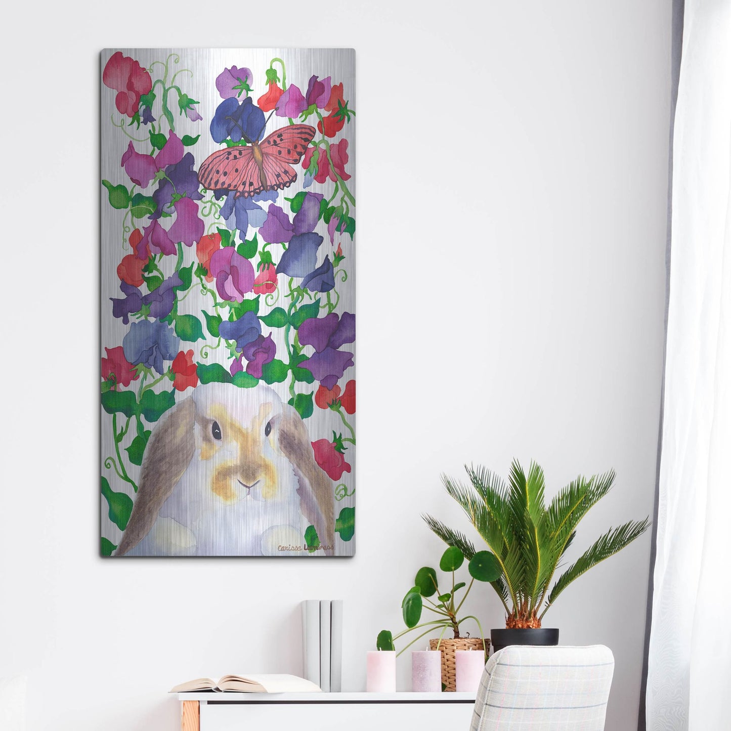 Luxe Metal Art 'Bunny Love' by Carissa Luminess, Metal Wall Art,24x48