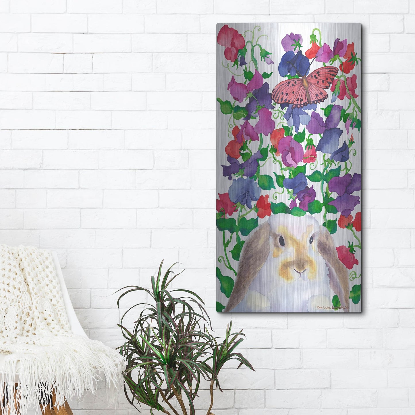 Luxe Metal Art 'Bunny Love' by Carissa Luminess, Metal Wall Art,24x48