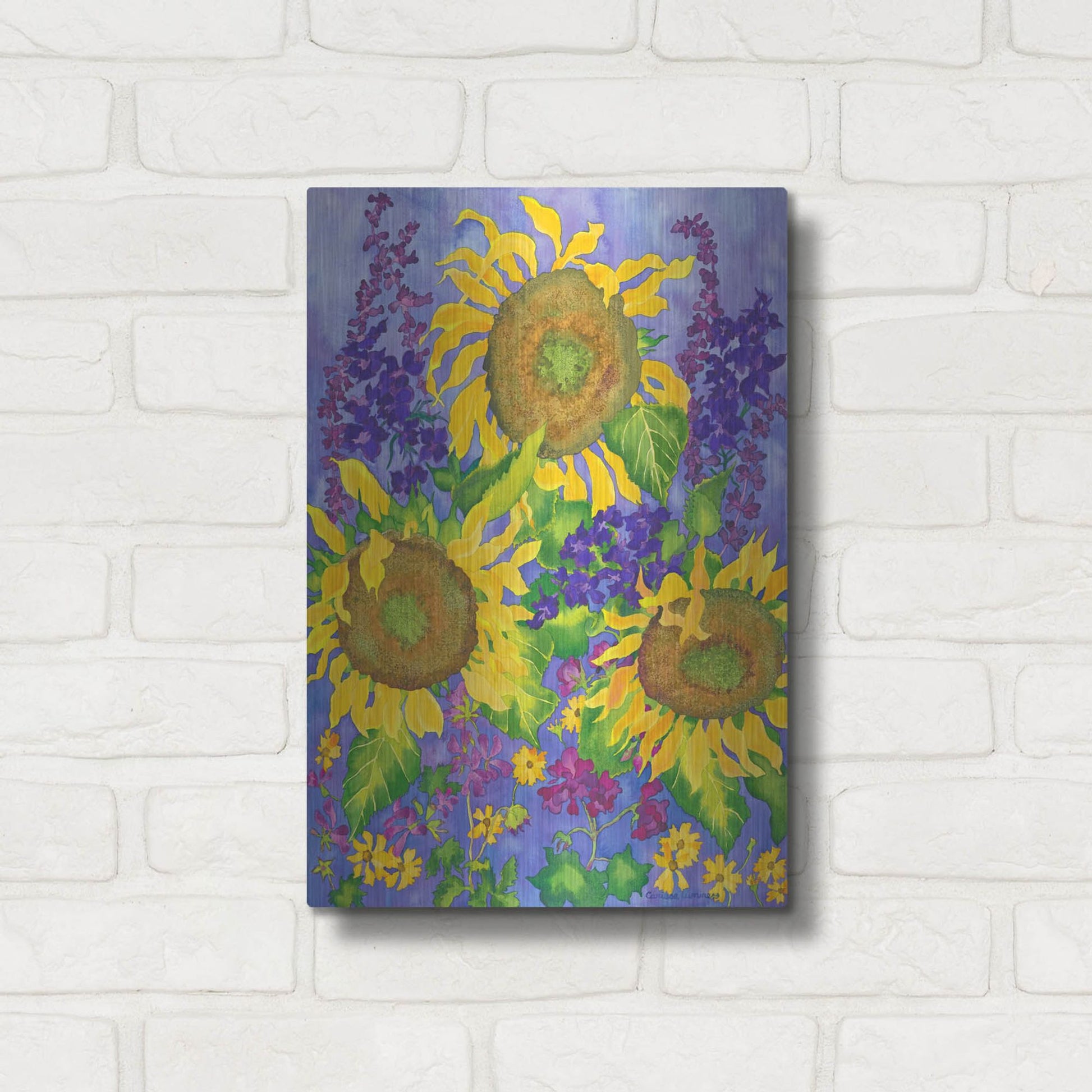 Luxe Metal Art 'Sunflower Power' by Carissa Luminess, Metal Wall Art,12x16