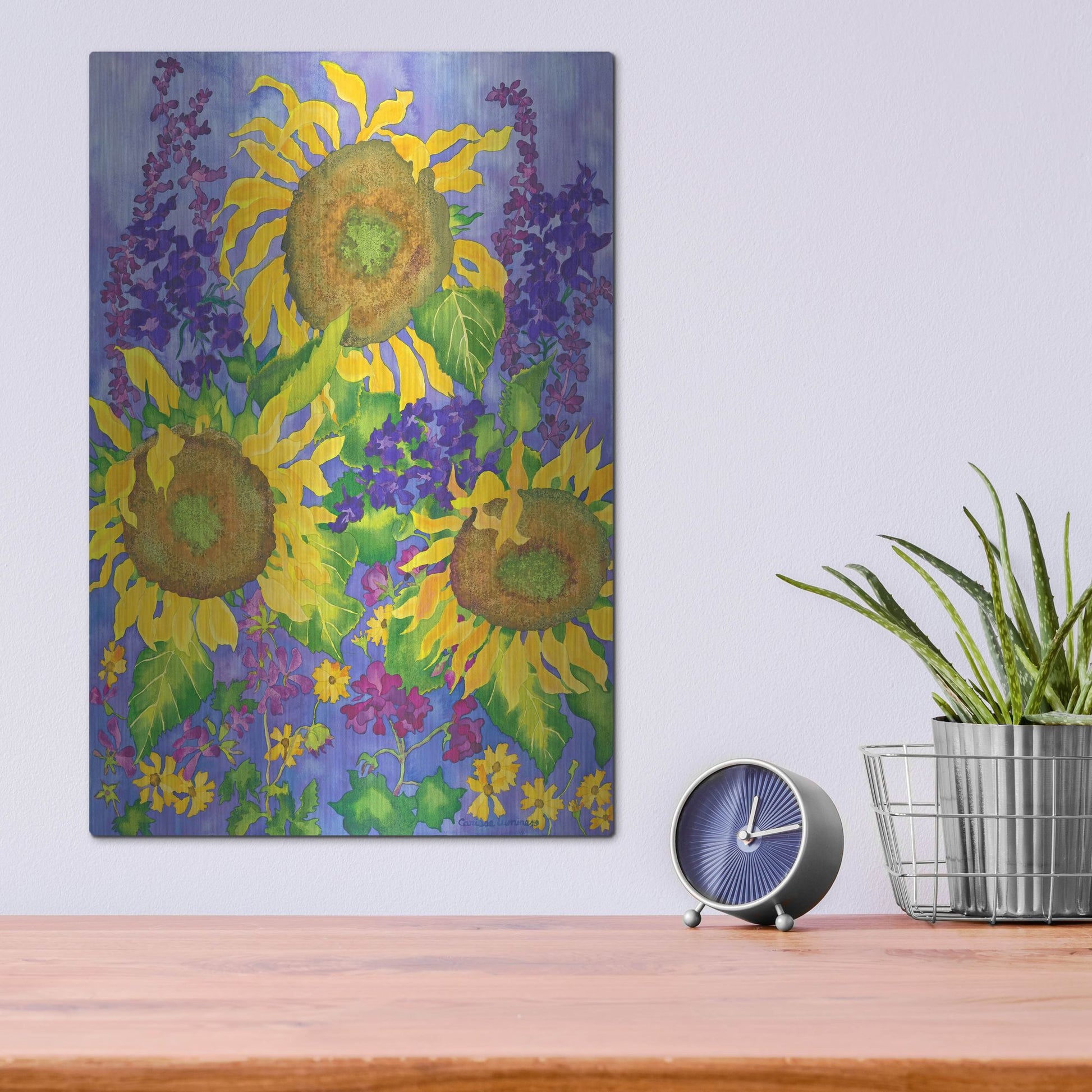 Luxe Metal Art 'Sunflower Power' by Carissa Luminess, Metal Wall Art,12x16