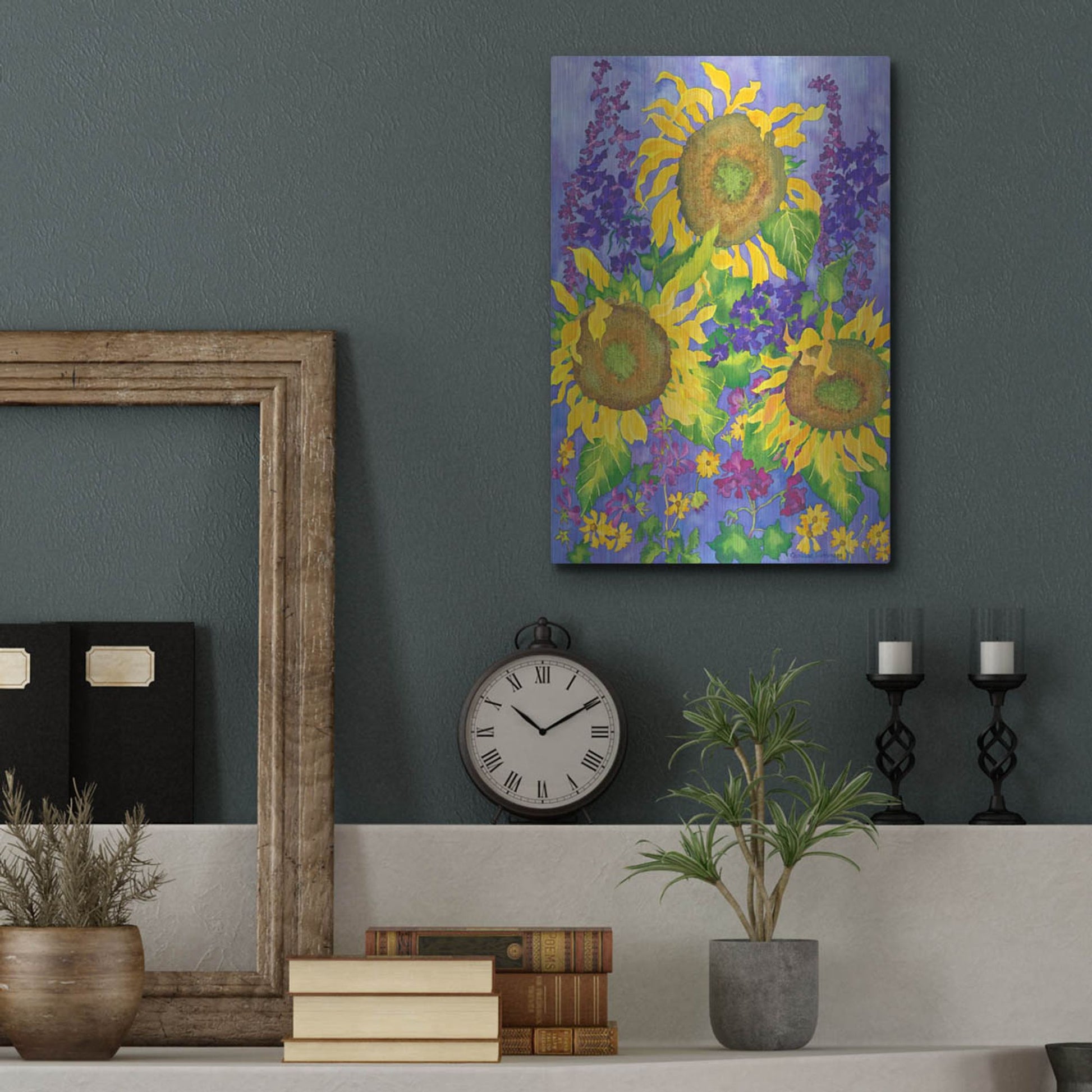 Luxe Metal Art 'Sunflower Power' by Carissa Luminess, Metal Wall Art,12x16