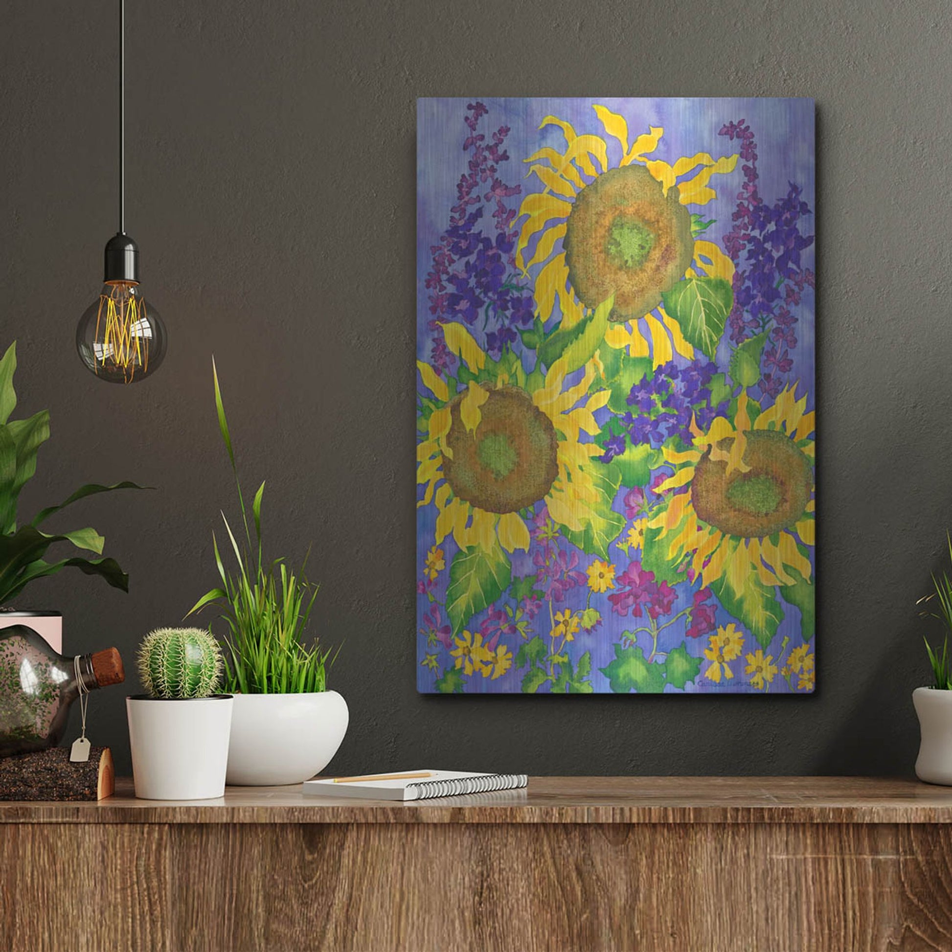 Luxe Metal Art 'Sunflower Power' by Carissa Luminess, Metal Wall Art,12x16