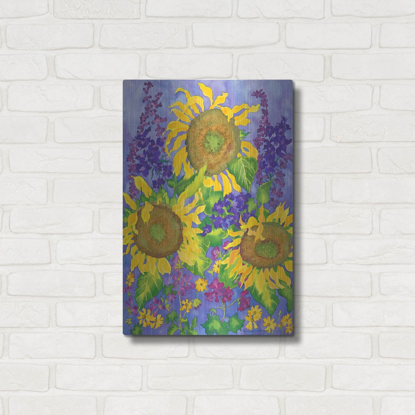 Luxe Metal Art 'Sunflower Power' by Carissa Luminess, Metal Wall Art,16x24