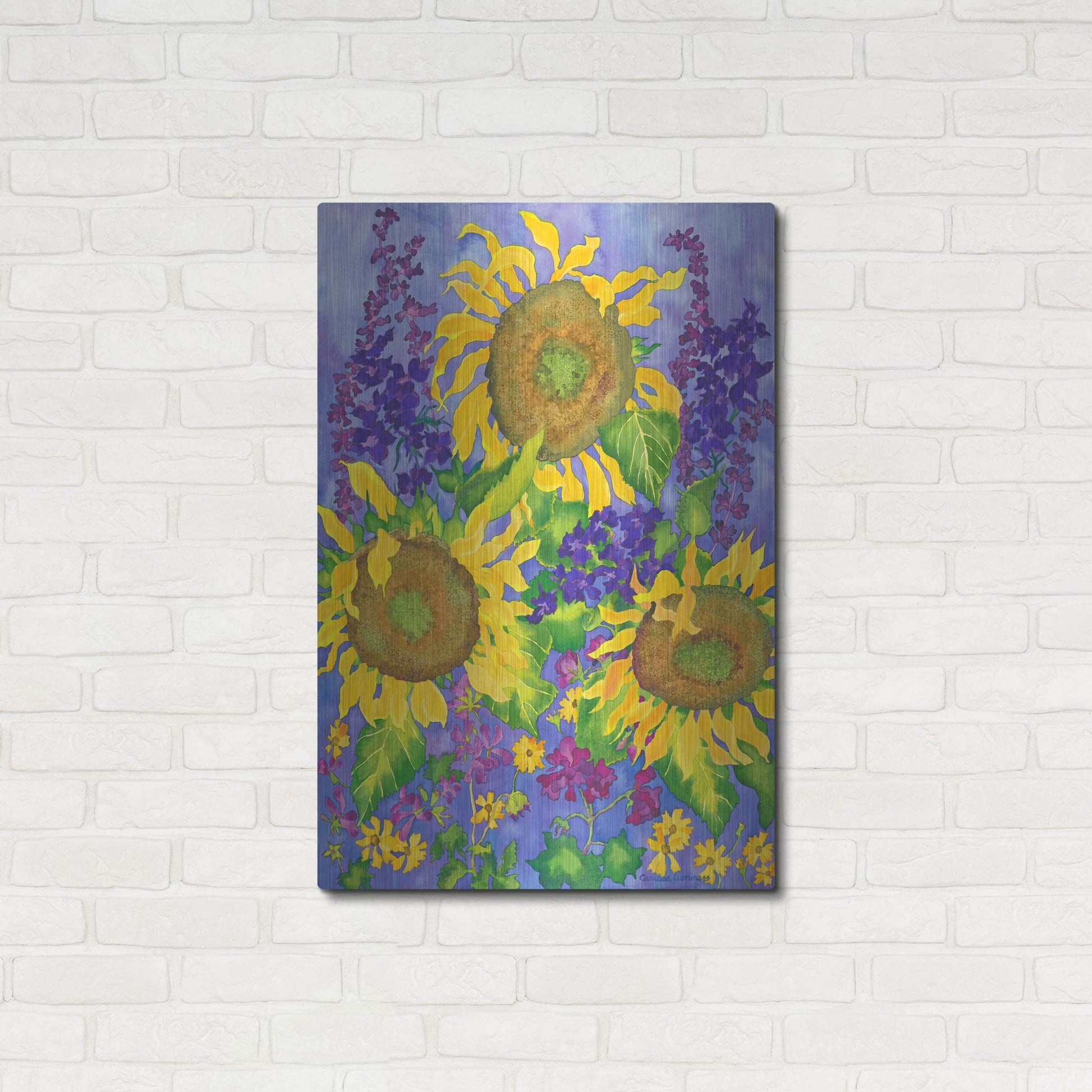 Luxe Metal Art 'Sunflower Power' by Carissa Luminess, Metal Wall Art,24x36