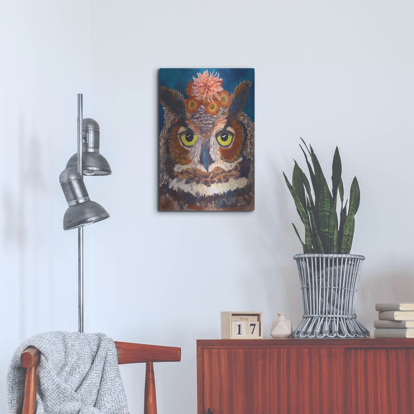 Luxe Metal Art 'Great Horned Owl' by Carissa Luminess, Metal Wall Art,16x24