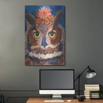 Luxe Metal Art 'Great Horned Owl' by Carissa Luminess, Metal Wall Art,24x36