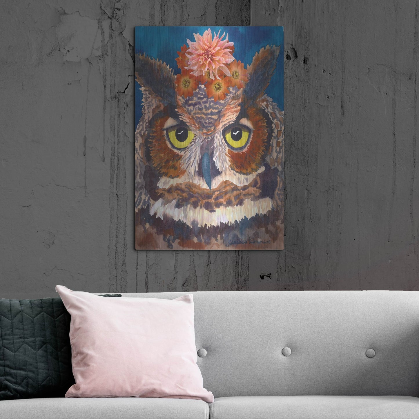 Luxe Metal Art 'Great Horned Owl' by Carissa Luminess, Metal Wall Art,24x36