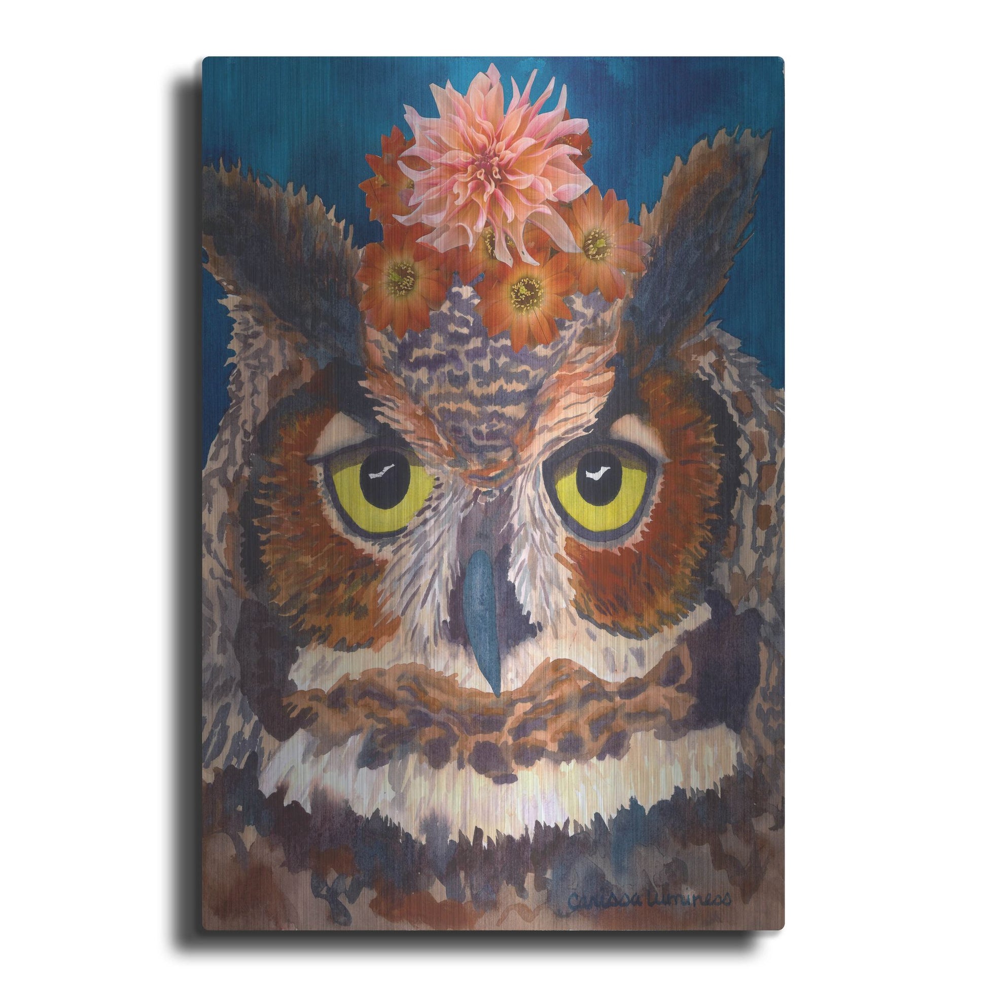 Luxe Metal Art 'Great Horned Owl' by Carissa Luminess, Metal Wall Art