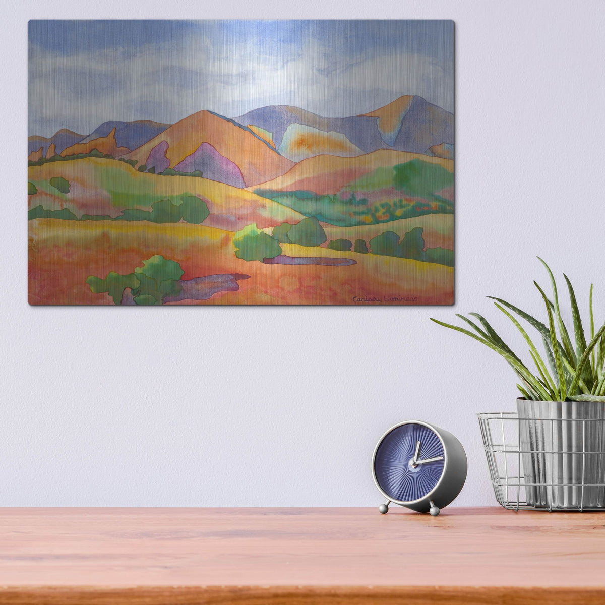 Luxe Metal Art 'Golden Hills' by Carissa Luminess, Metal Wall Art,16x12