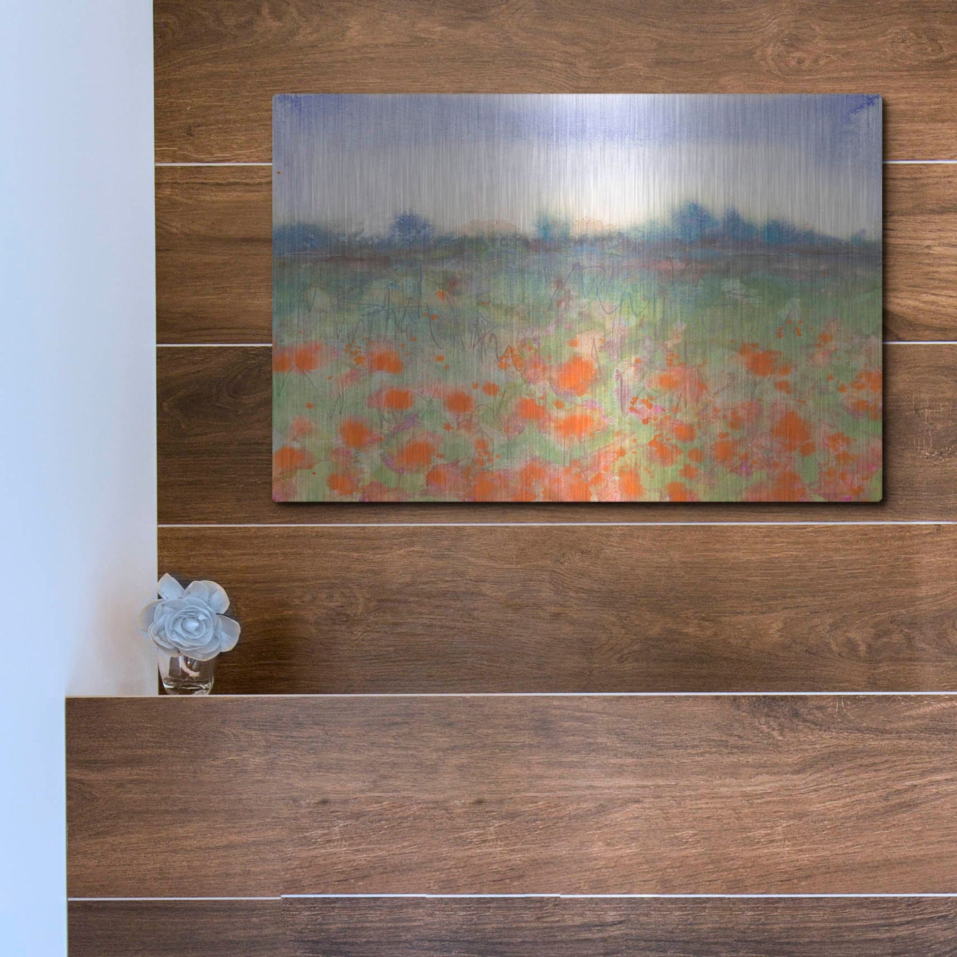 Luxe Metal Art 'Poppy Meadow' by Carissa Luminess, Metal Wall Art,16x12