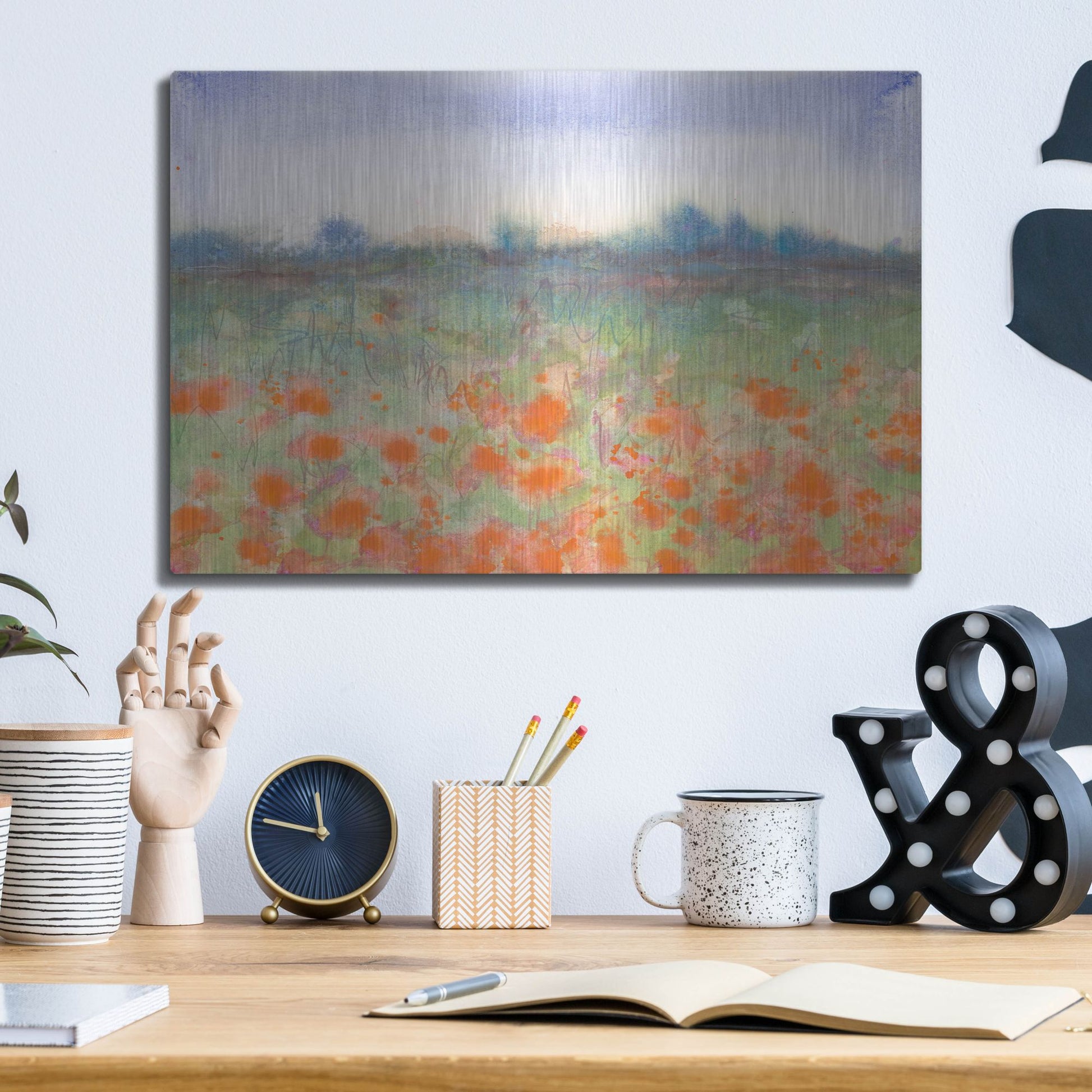 Luxe Metal Art 'Poppy Meadow' by Carissa Luminess, Metal Wall Art,16x12