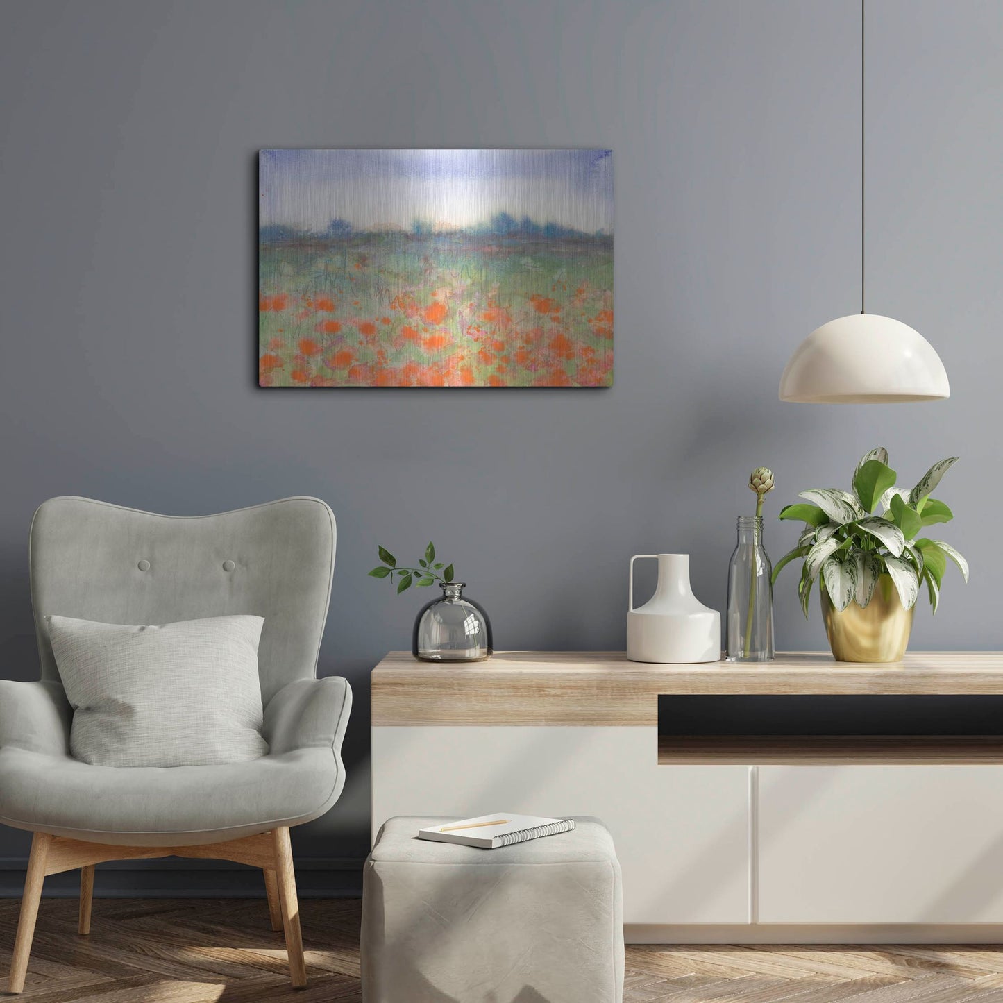 Luxe Metal Art 'Poppy Meadow' by Carissa Luminess, Metal Wall Art,24x16