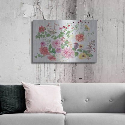 Luxe Metal Art 'Songbirds With Dhalias' by Carissa Luminess, Metal Wall Art,36x24