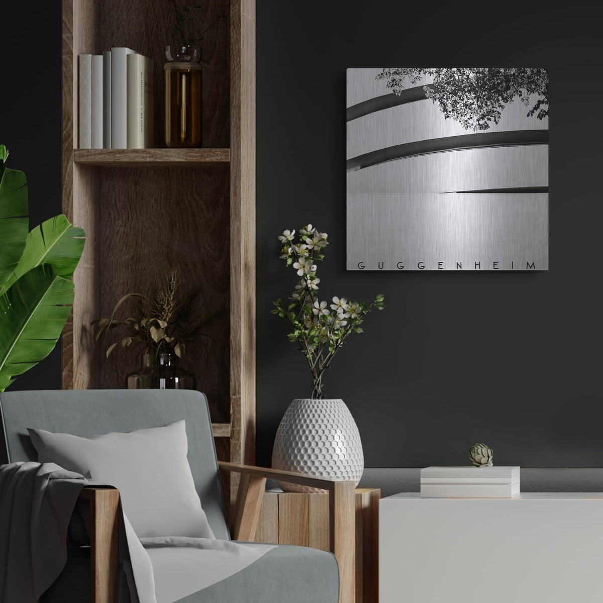 'NYC Guggenheim' by Nina Papiorek – Metal Wall Art, 24x24 room view