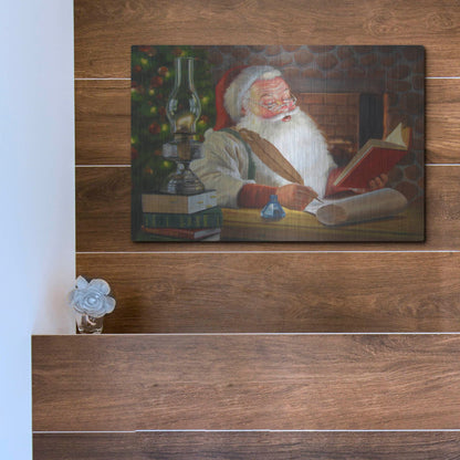 Luxe Metal Art 'Santa Making A List' by David Lindsley, Metal Wall Art,16x12