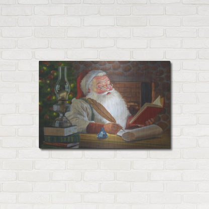 Luxe Metal Art 'Santa Making A List' by David Lindsley, Metal Wall Art,36x24