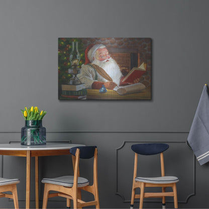 Luxe Metal Art 'Santa Making A List' by David Lindsley, Metal Wall Art,36x24