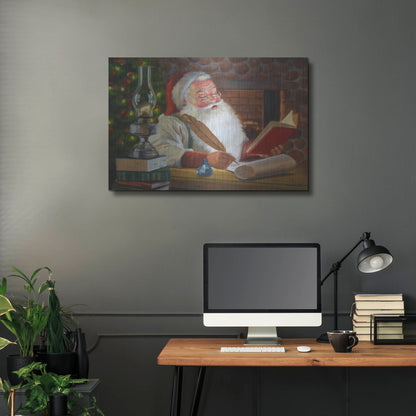 Luxe Metal Art 'Santa Making A List' by David Lindsley, Metal Wall Art,36x24