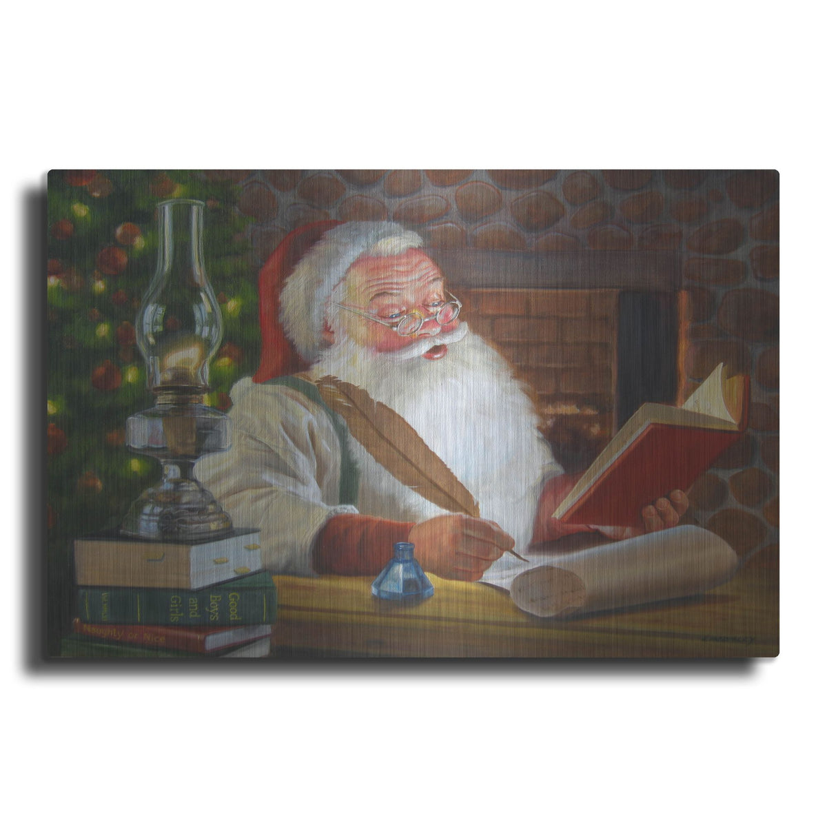 Luxe Metal Art 'Santa Making A List' by David Lindsley, Metal Wall Art
