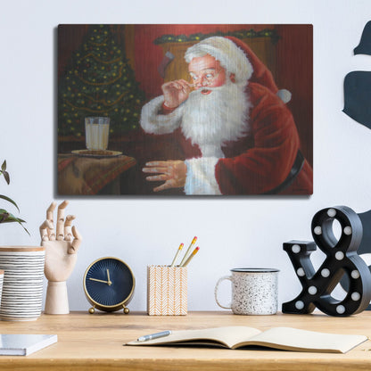 Luxe Metal Art 'Santa Milk And Cookies' by David Lindsley, Metal Wall Art,16x12