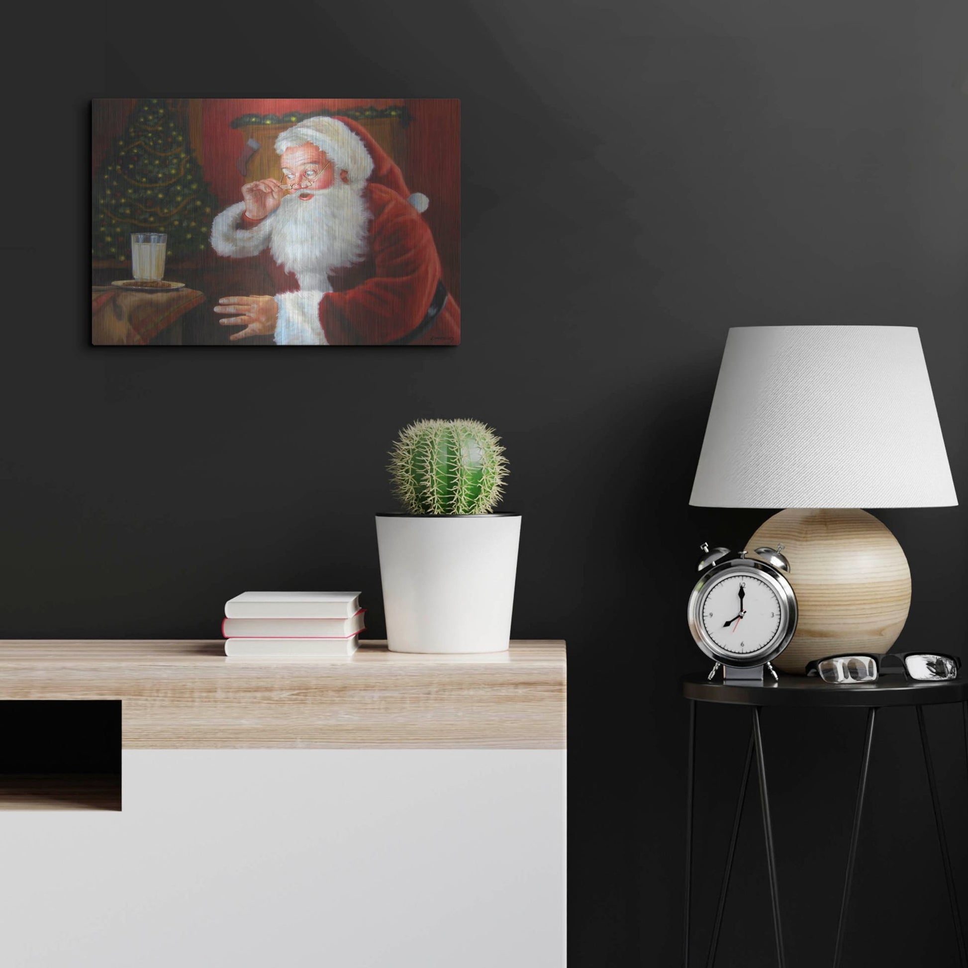 Luxe Metal Art 'Santa Milk And Cookies' by David Lindsley, Metal Wall Art,24x16
