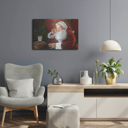 Luxe Metal Art 'Santa Milk And Cookies' by David Lindsley, Metal Wall Art,24x16