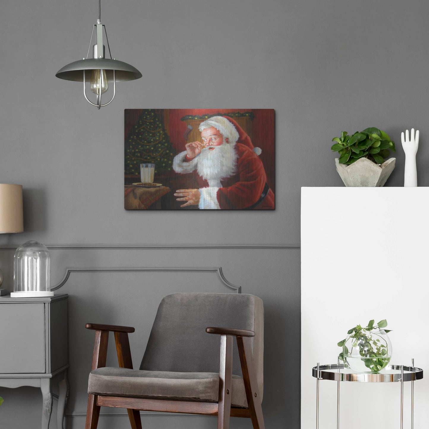 Luxe Metal Art 'Santa Milk And Cookies' by David Lindsley, Metal Wall Art,24x16