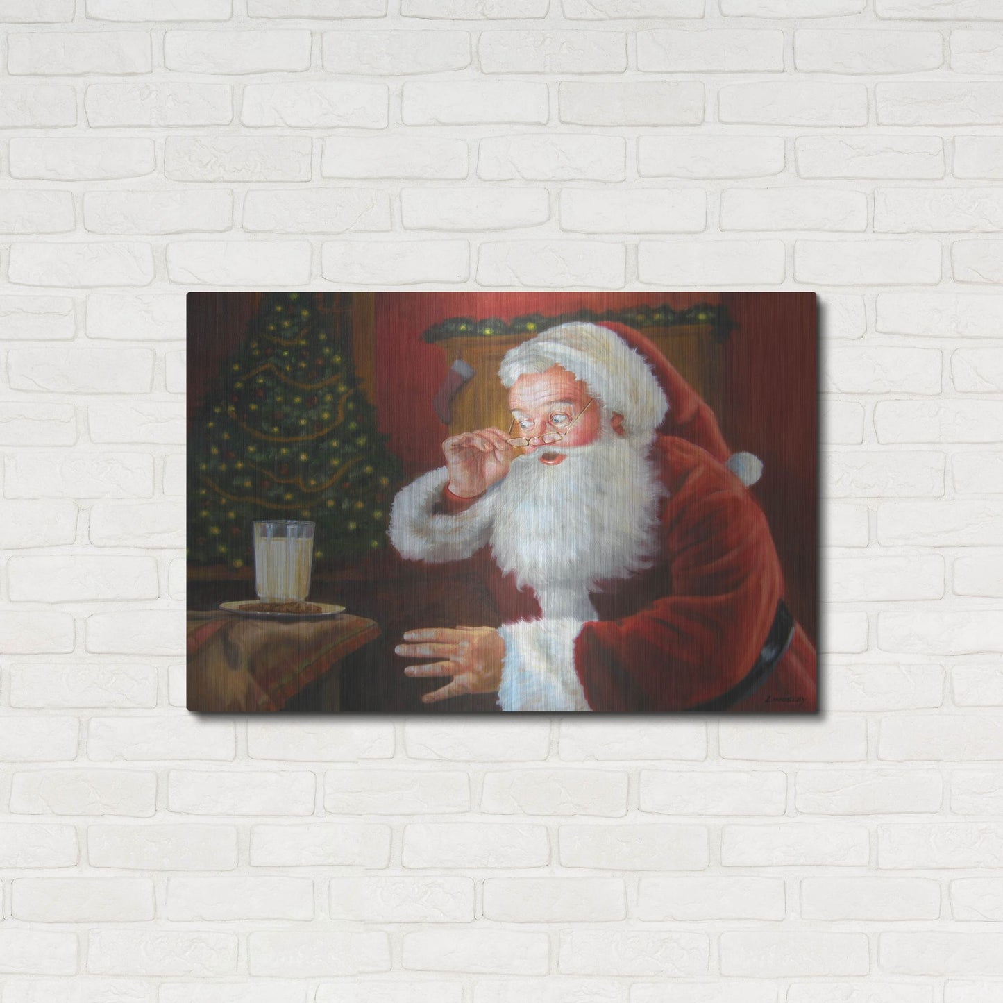 Luxe Metal Art 'Santa Milk And Cookies' by David Lindsley, Metal Wall Art,36x24