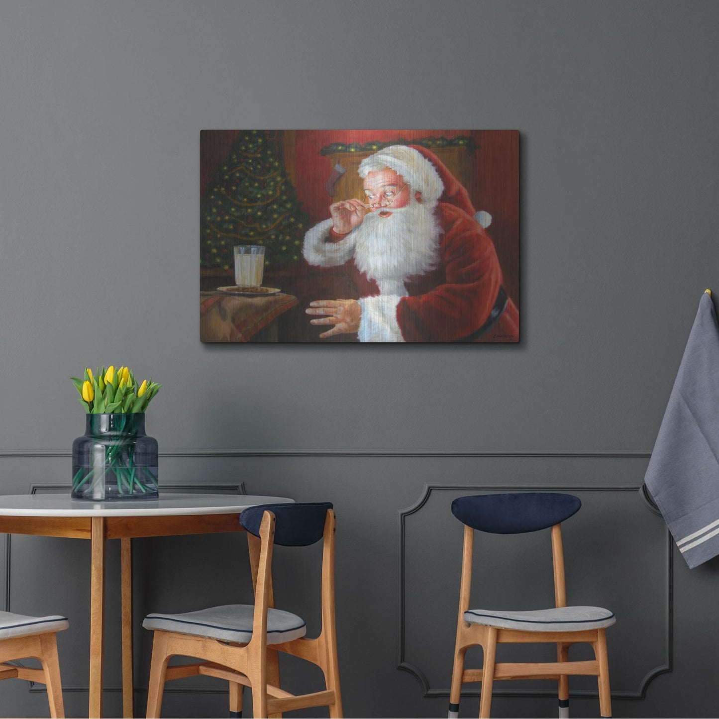 Luxe Metal Art 'Santa Milk And Cookies' by David Lindsley, Metal Wall Art,36x24