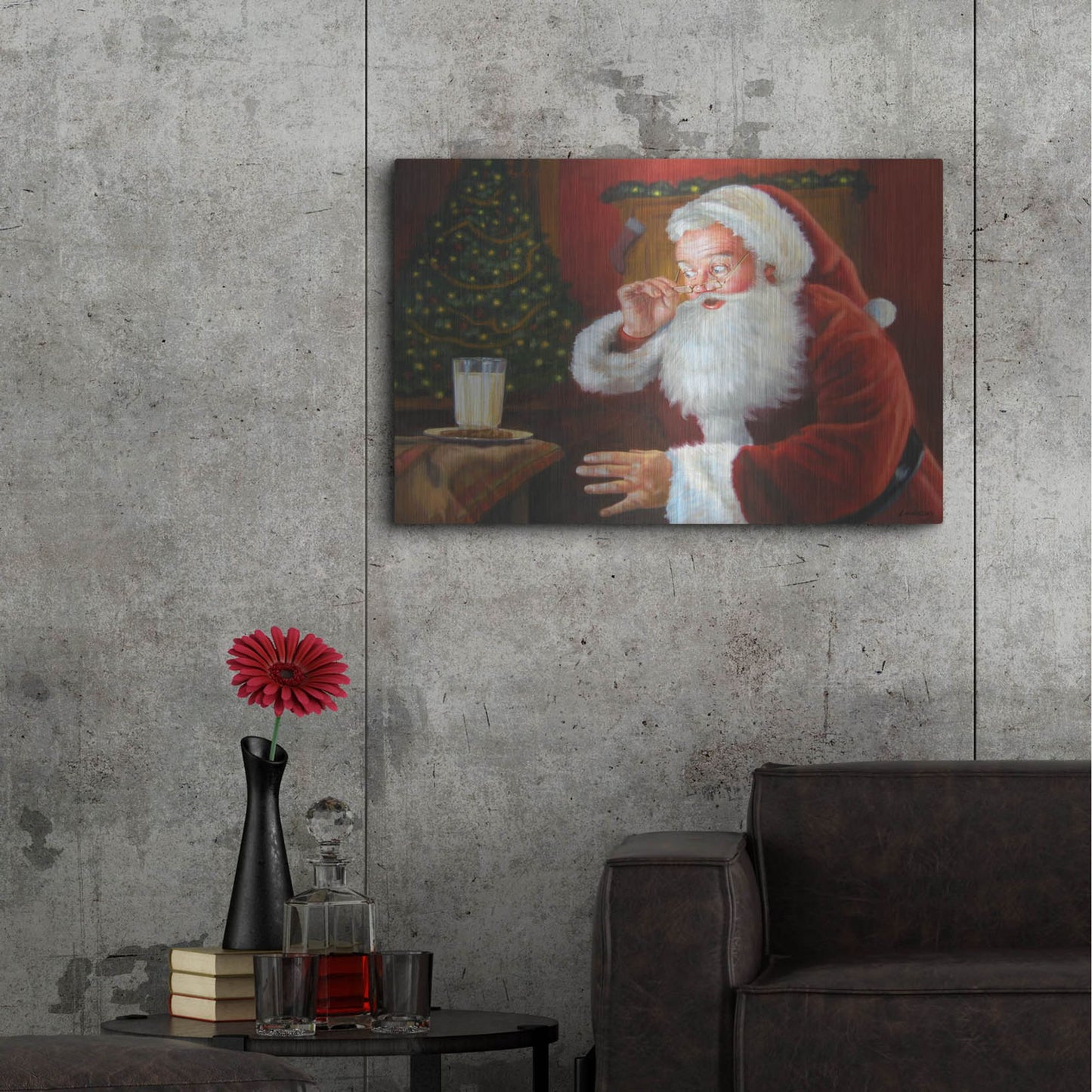 Luxe Metal Art 'Santa Milk And Cookies' by David Lindsley, Metal Wall Art,36x24