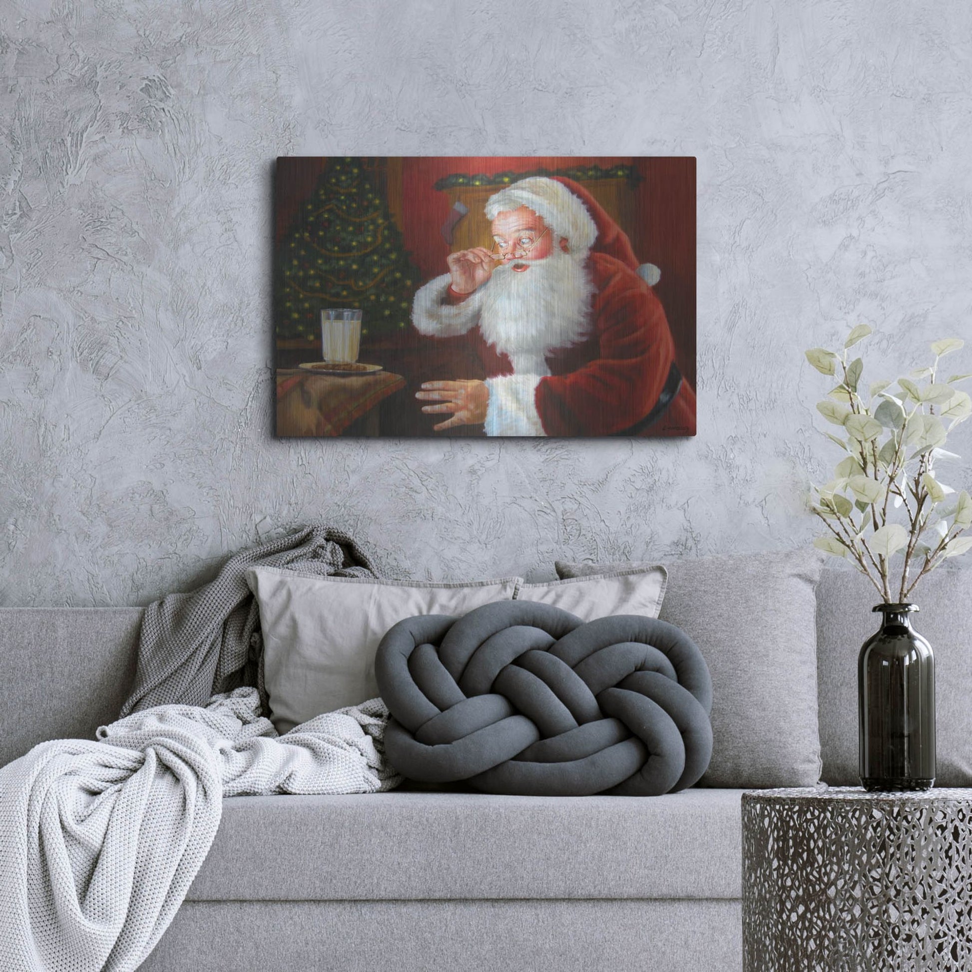 Luxe Metal Art 'Santa Milk And Cookies' by David Lindsley, Metal Wall Art,36x24