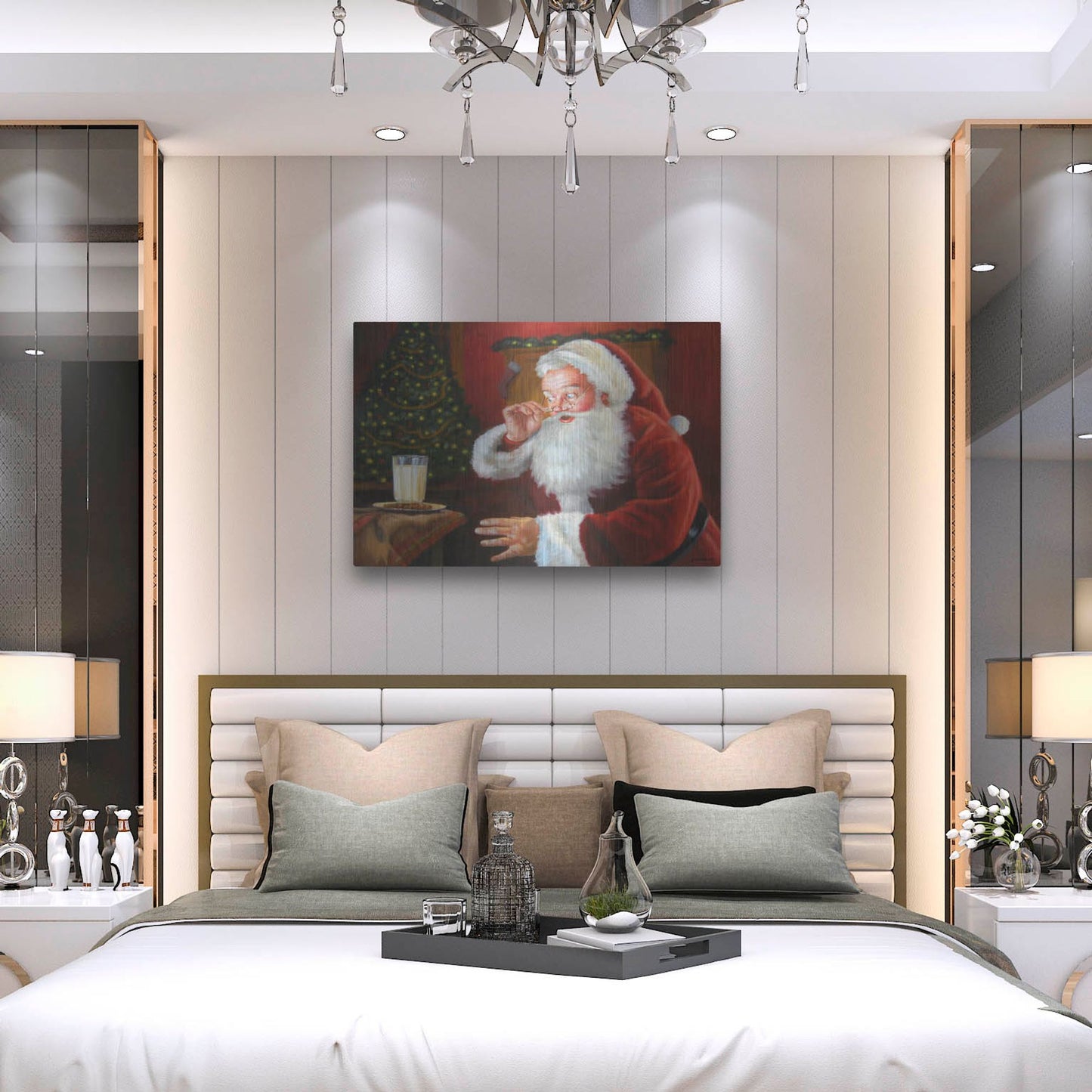 Luxe Metal Art 'Santa Milk And Cookies' by David Lindsley, Metal Wall Art,36x24
