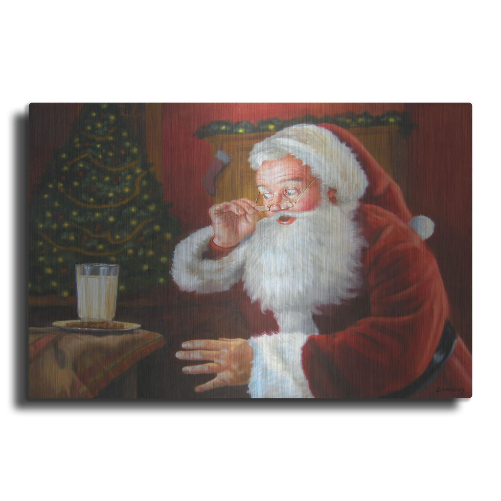 Luxe Metal Art 'Santa Milk And Cookies' by David Lindsley, Metal Wall Art