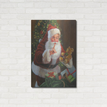 Luxe Metal Art 'Santa With Teddy Bear' by David Lindsley, Metal Wall Art,24x36