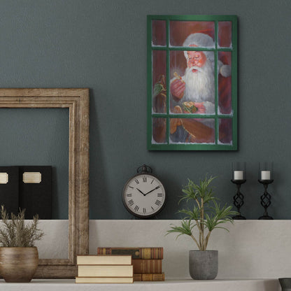 Luxe Metal Art 'Santa Window 2' by David Lindsley, Metal Wall Art,12x16