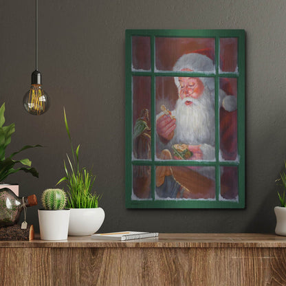 Luxe Metal Art 'Santa Window 2' by David Lindsley, Metal Wall Art,12x16