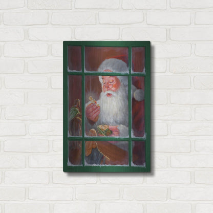 Luxe Metal Art 'Santa Window 2' by David Lindsley, Metal Wall Art,16x24